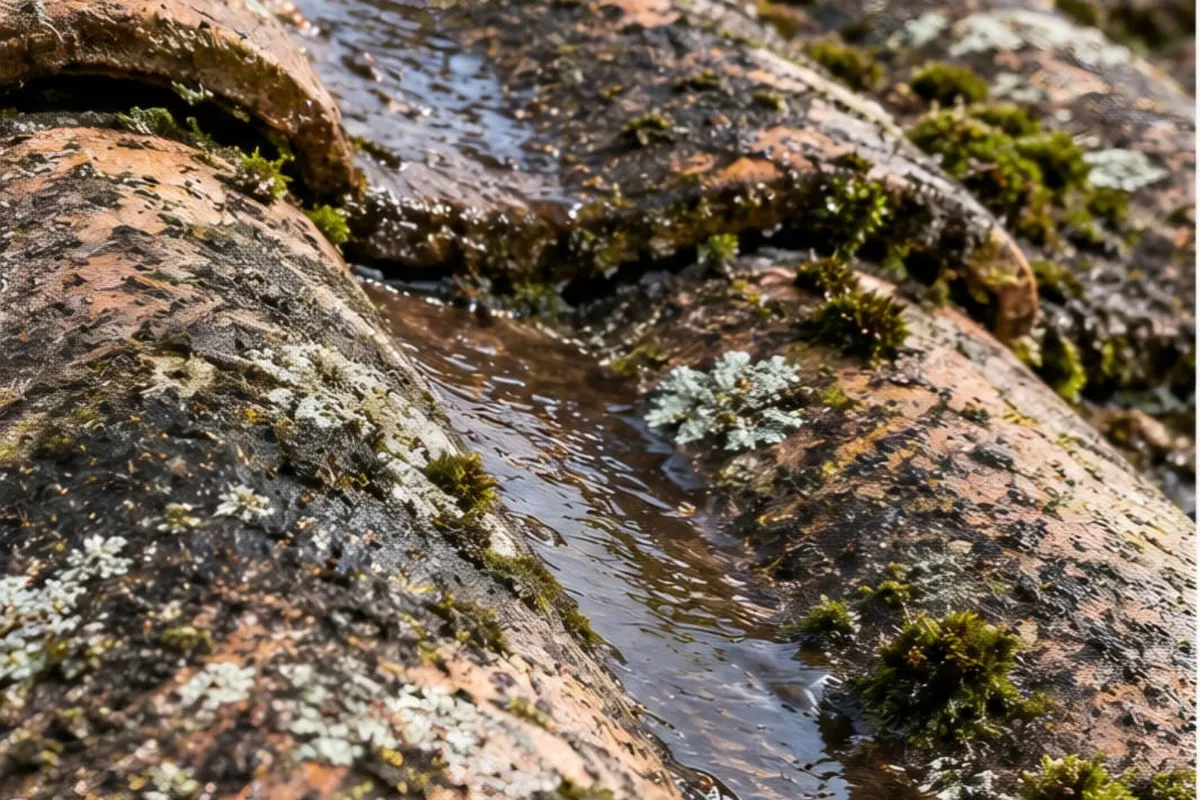 Tuiles en terre cuite qui absorbent la pluie, puis tuiles traitées hydrofuge sur lesquelles l'eau perle — avant